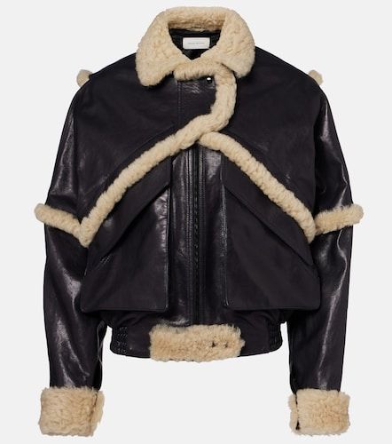 Bomber in pelle con shearling - Magda Butrym - Modalova