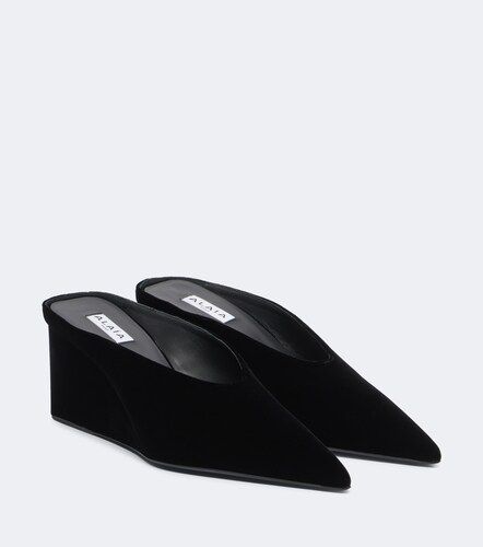 Alaïa Mules Cube 75 in velluto con zeppa - Alaia - Modalova