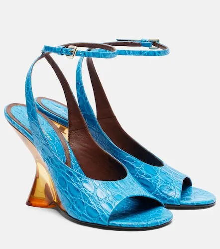 Croc-effect leather wedge sandals - Dries Van Noten - Modalova