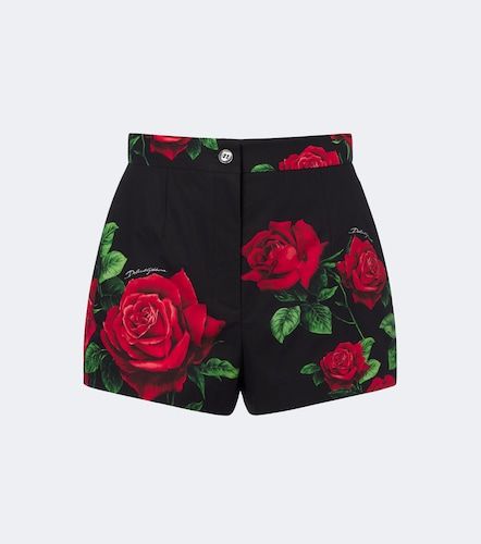 Shorts in cotone con stampa floreale - Dolce&Gabbana - Modalova