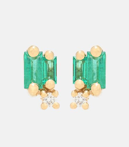 Fireworks 18kt gold earrings with emeralds and diamonds - Suzanne Kalan - Modalova