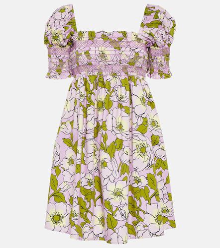Vestido corto de algodón floral fruncido - Tory Burch - Modalova