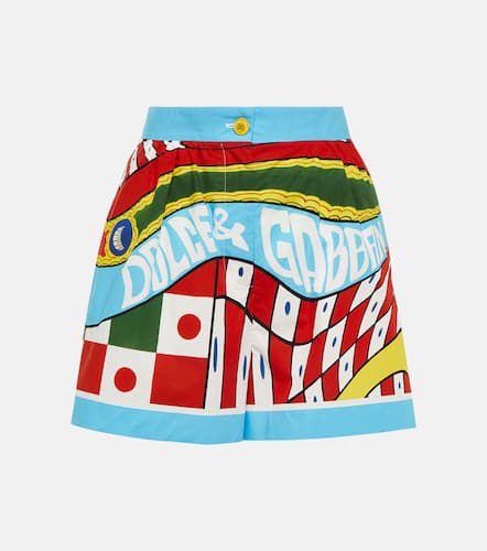 Printed high-rise cotton shorts - Dolce&Gabbana - Modalova