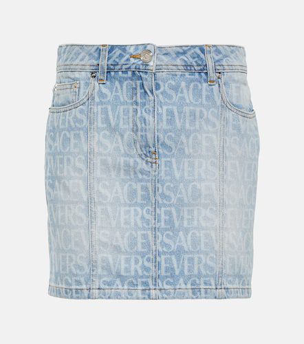 Minigonna Allover in denim - Versace - Modalova