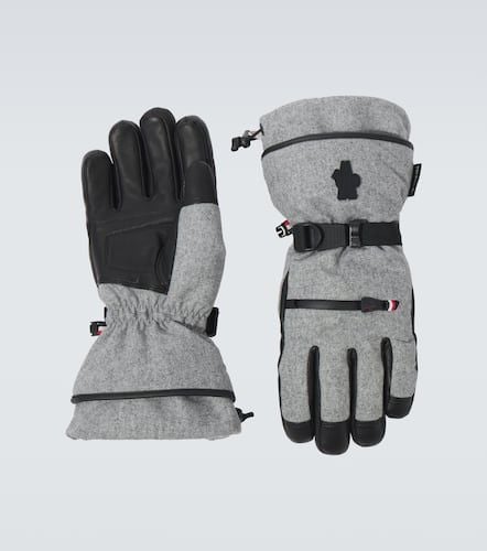 Leather-trimmed virgin wool ski gloves - Moncler Grenoble - Modalova