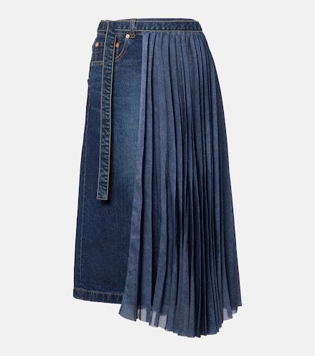 Sacai Falda midi de denim plisada - Sacai - Modalova