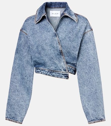 Alaïa Giacca di jeans cropped asimmetrica - Alaia - Modalova