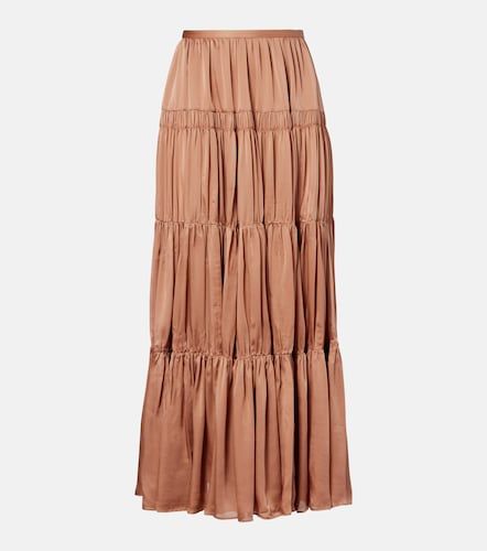 Gonna lunga Gaelle in raso di seta a balze - Ulla Johnson - Modalova