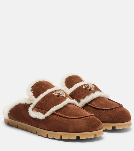 Prada Shearling-lined suede mules - Prada - Modalova