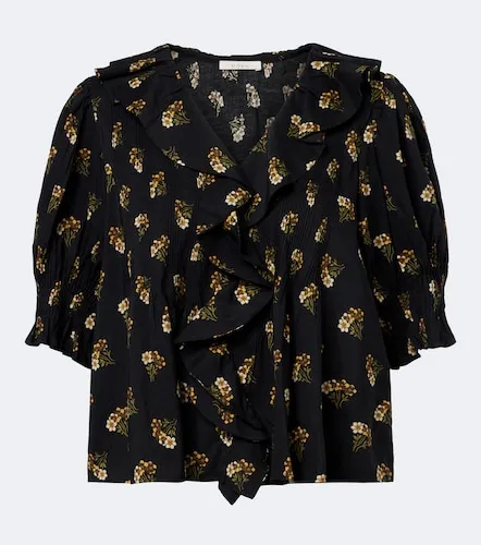 Henri floral ruffled cotton-blend blouse - Doen - Modalova