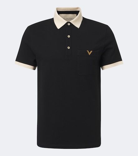 Polo de piqué de algodón con VGold - Valentino - Modalova