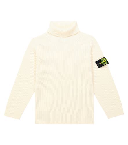 Logo virgin wool turtleneck sweater - Stone Island Junior - Modalova