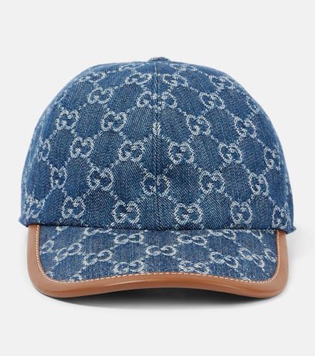 GG Canvas leather-trimmed denim baseball cap - Gucci - Modalova