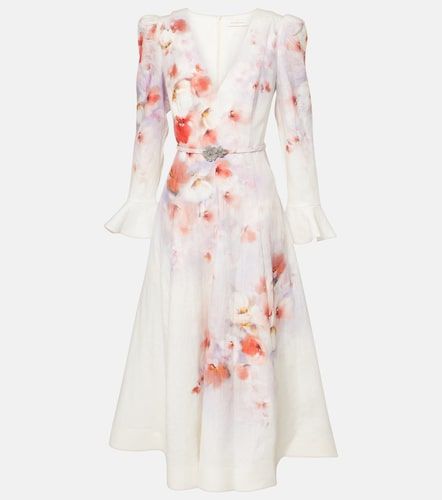 Abito midi Crush in lino con stampa - Zimmermann - Modalova