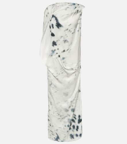 Gathered printed satin midi dress - Jacques Wei - Modalova