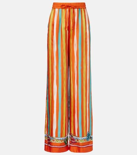 Pantaloni a gamba larga in seta a righe - Dolce&Gabbana - Modalova
