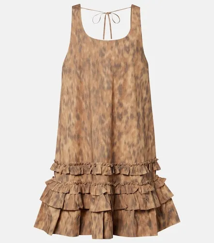 Ruffled printed cotton minidress - Ganni - Modalova