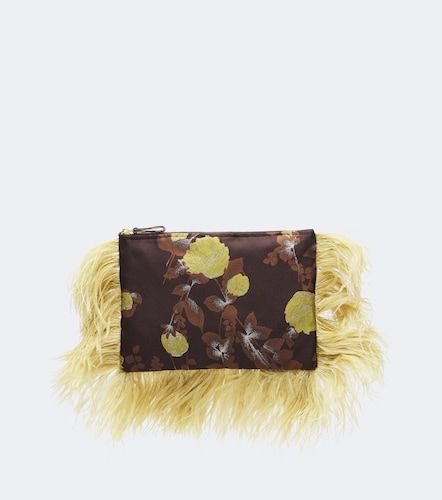 Devon feather-trimmed jacquard clutch - La DoubleJ - Modalova