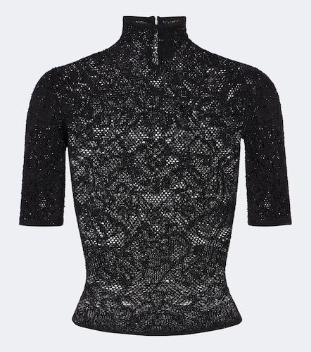 Embellished silk-blend lace crop top - Gucci - Modalova
