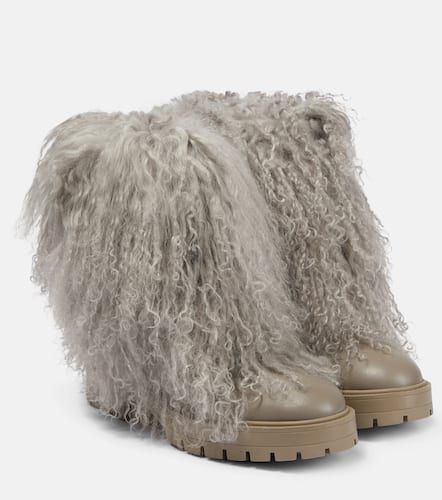 Shearling-trimmed leather ankle boots - Aquazzura - Modalova