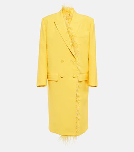 Feather-trimmed virgin wool coat - Valentino - Modalova