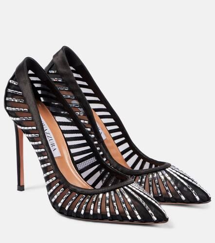 Passions Crystal 105 satin and mesh pumps - Aquazzura - Modalova