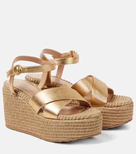 Leather and raffia platform sandals - Gianvito Rossi - Modalova