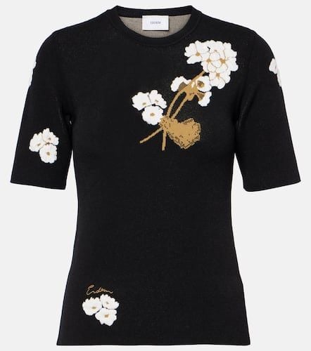 Knitted floral jacquard T-shirt - Erdem - Modalova