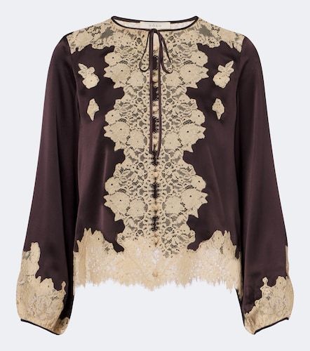 Lucine lace-trimmed silk satin blouse - Doen - Modalova