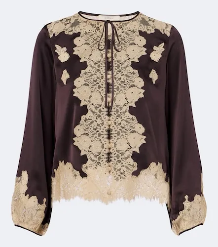 Lucine lace-trimmed silk satin blouse - Doen - Modalova