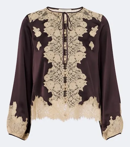 Lucine lace-trimmed silk satin blouse - Doen - Modalova