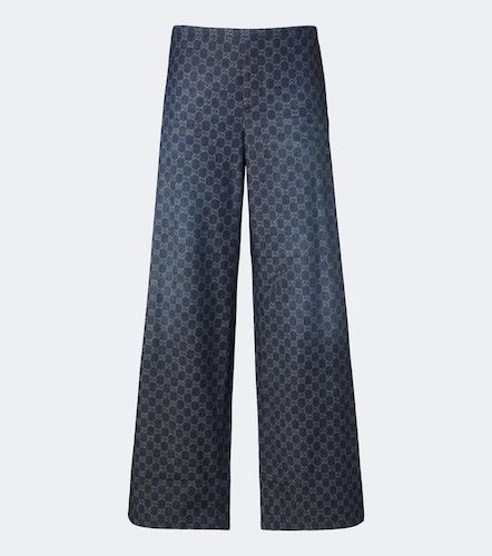 Pantaloni a gamba larga in chambray di cotone GG - Gucci - Modalova