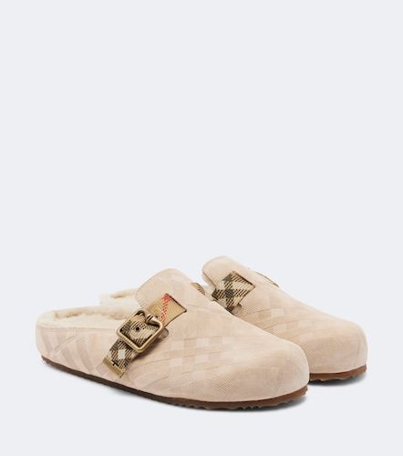 Mules Urchin in suede con shearling - Burberry - Modalova