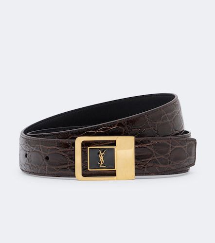 La 66 croc-effect leather belt - Saint Laurent - Modalova