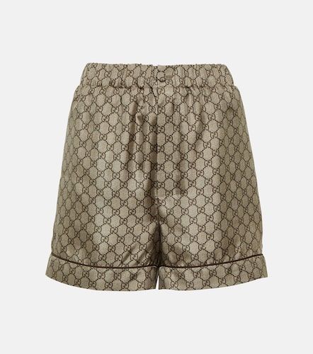 Shorts de sarga de seda con GG estampados - Gucci - Modalova