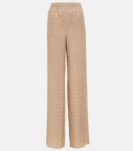 Silk wide-leg pants in purple - Valentino