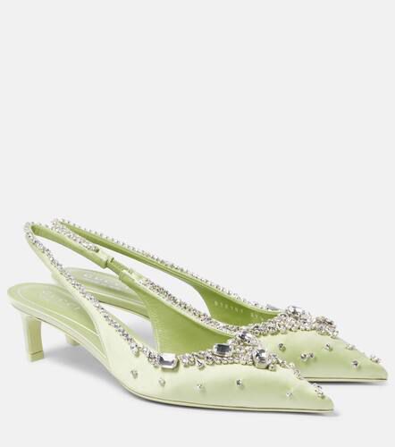 Talia 45 embellished satin slingback pumps - Gucci - Modalova