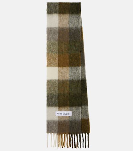 Logo fringed checked scarf - Acne Studios - Modalova