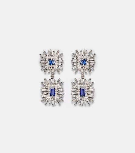 K drop earrings with blue sapphires and diamonds - Suzanne Kalan - Modalova