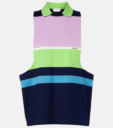 Tank top in jersey di cotone a righe - Versace - Modalova