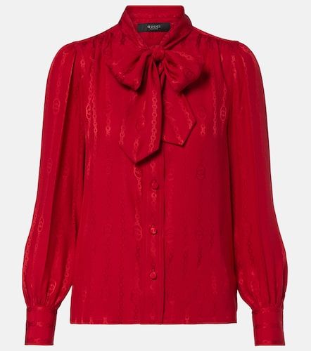 Camicia Interlocking G in jacquard di seta - Gucci - Modalova