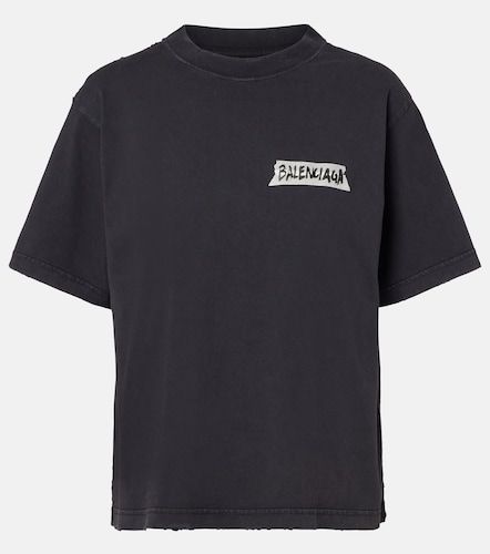 Camiseta de jersey de algodón con logo - Balenciaga - Modalova