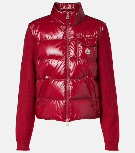 Cárdigan de lana virgen con paneles de plumas - Moncler - Modalova