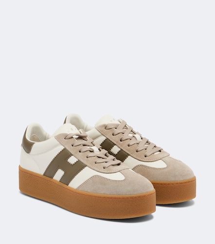 Cool suede-trimmed leather platform sneakers - Hogan - Modalova
