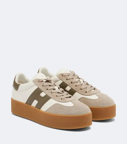 Cool suede-trimmed leather platform sneakers - Hogan - Modalova