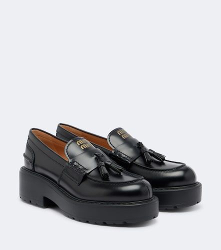 Miu Miu Leather platform loafers - Miu Miu - Modalova
