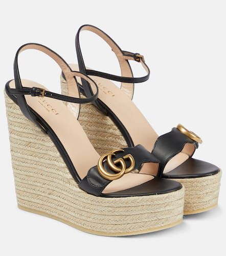 Leather espadrille wedge sandals - Gucci - Modalova