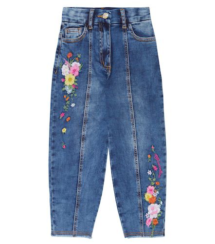 Monnalisa Jeans bordados oversized - Monnalisa - Modalova