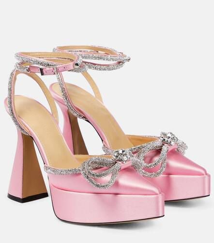 Double Bow embellished satin platform pumps - Mach & Mach - Modalova