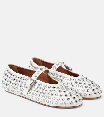 Crystal-embellished leather ballet flats - Alaia - Modalova